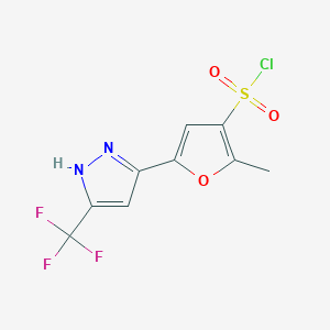 2-methyl-5-[5-(trifluoromethyl)-1H-pyrazol-3-yl]-3-furansulfonyl chloride