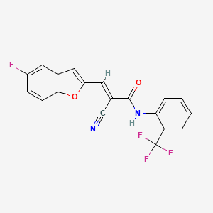 (E)-2-Cyano-3-(5-fluoro-1-benzofuran-2-yl)-N-[2-(trifluoromethyl)phenyl]prop-2-enamide