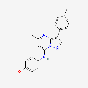 molecular formula C21H20N4O B2910577 N-(4-methoxyphenyl)-5-methyl-3-(4-methylphenyl)pyrazolo[1,5-a]pyrimidin-7-amine CAS No. 890611-53-7