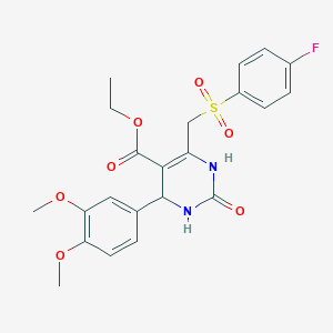 Ethyl 4-(3,4-dimethoxyphenyl)-6-(((4-fluorophenyl)sulfonyl)methyl)-2-oxo-1,2,3,4-tetrahydropyrimidine-5-carboxylate