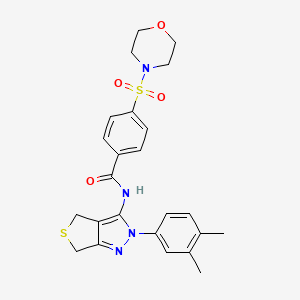 molecular formula C24H26N4O4S2 B2910598 N-[2-(3,4-dimethylphenyl)-4,6-dihydrothieno[3,4-c]pyrazol-3-yl]-4-morpholin-4-ylsulfonylbenzamide CAS No. 681269-85-2