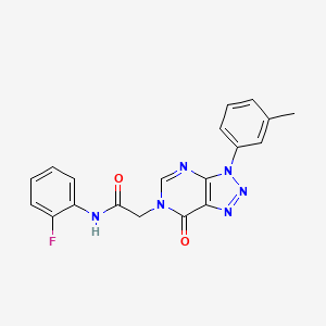 molecular formula C19H15FN6O2 B2910600 N-(2-fluorophenyl)-2-[3-(3-methylphenyl)-7-oxotriazolo[4,5-d]pyrimidin-6-yl]acetamide CAS No. 888419-34-9