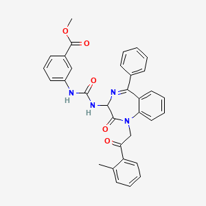 molecular formula C33H28N4O5 B2910606 methyl 5-((N-(2,5-diaza-2-(2-(2-methylphenyl)-2-oxoethyl)-3-oxo-6-phenylbicyclo[5.4.0]undeca-1(7),5,8,10-tetraen-4-yl)carbamoyl)amino)benzoate CAS No. 154063-69-1