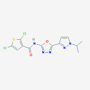 molecular formula C13H11Cl2N5O2S B2910615 2,5-dichloro-N-(5-(1-isopropyl-1H-pyrazol-3-yl)-1,3,4-oxadiazol-2-yl)thiophene-3-carboxamide CAS No. 1210228-77-5