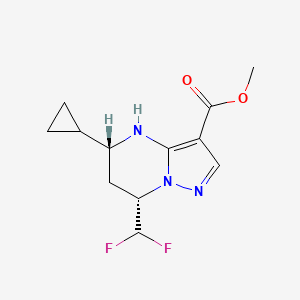 molecular formula C12H15F2N3O2 B2910620 Methyl (5R,7S)-5-cyclopropyl-7-(difluoromethyl)-4,5,6,7-tetrahydropyrazolo[1,5-a]pyrimidine-3-carboxylate CAS No. 2248320-83-2
