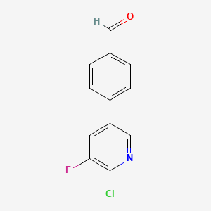 molecular formula C12H7ClFNO B2910621 4-(6-Chloro-5-fluoropyridin-3-yl)benzaldehyde CAS No. 1956310-76-1
