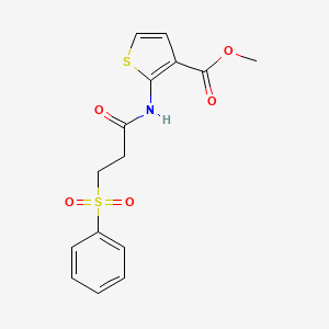 molecular formula C15H15NO5S2 B2910625 Methyl 2-(3-(phenylsulfonyl)propanamido)thiophene-3-carboxylate CAS No. 892842-16-9