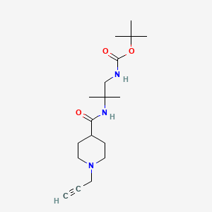 molecular formula C18H31N3O3 B2910664 tert-butyl N-(2-methyl-2-{[1-(prop-2-yn-1-yl)piperidin-4-yl]formamido}propyl)carbamate CAS No. 1311957-54-6