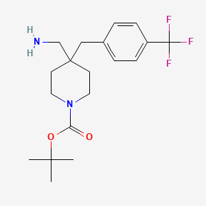 molecular formula C19H27F3N2O2 B2910665 tert-Butyl 4-(aminomethyl)-4-[4-(trifluoromethyl)benzyl]piperidine-1-carboxylate CAS No. 1707367-68-7