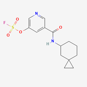 molecular formula C14H17FN2O4S B2910667 3-Fluorosulfonyloxy-5-(spiro[2.5]octan-7-ylcarbamoyl)pyridine CAS No. 2418719-33-0