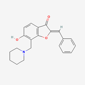 molecular formula C21H21NO3 B2910669 (2Z)-2-亚苄基-6-羟基-7-(哌啶-1-基甲基)-1-苯并呋喃-3(2H)-酮 CAS No. 1613190-14-9