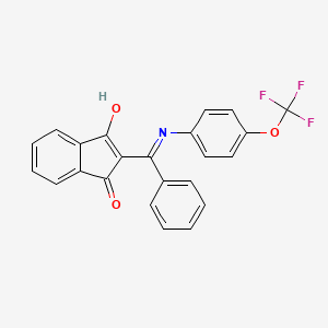 molecular formula C23H14F3NO3 B2910670 2-(Phenyl((4-(trifluoromethoxy)phenyl)amino)methylene)indane-1,3-dione CAS No. 1119391-65-9