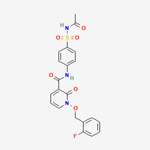 molecular formula C21H18FN3O6S B2910674 N-(4-(N-acetylsulfamoyl)phenyl)-1-((2-fluorobenzyl)oxy)-2-oxo-1,2-dihydropyridine-3-carboxamide CAS No. 868678-97-1