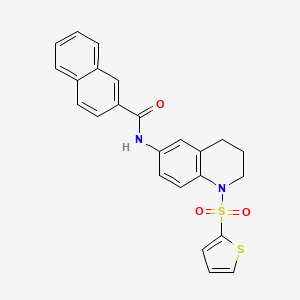 molecular formula C24H20N2O3S2 B2910675 N-(1-(thiophen-2-ylsulfonyl)-1,2,3,4-tetrahydroquinolin-6-yl)-2-naphthamide CAS No. 941944-79-2