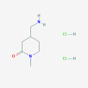 molecular formula C7H16Cl2N2O B2910678 4-(Aminomethyl)-1-methylpiperidin-2-one dihydrochloride CAS No. 1909336-47-5