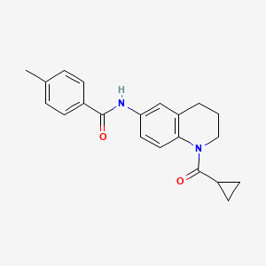 molecular formula C21H22N2O2 B2910679 N-[1-(cyclopropanecarbonyl)-3,4-dihydro-2H-quinolin-6-yl]-4-methylbenzamide CAS No. 899735-51-4