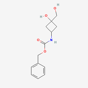 molecular formula C13H17NO4 B2910686 (3-Hydroxy-3-hydroxymethylcyclobutyl)carbamic acid benzyl ester CAS No. 1272667-84-1