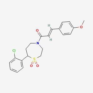 molecular formula C21H22ClNO4S B2910693 (E)-1-(7-(2-chlorophenyl)-1,1-dioxido-1,4-thiazepan-4-yl)-3-(4-methoxyphenyl)prop-2-en-1-one CAS No. 2035007-20-4