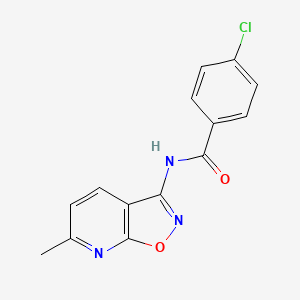 molecular formula C14H10ClN3O2 B2910700 4-chloro-N-(6-methyl[1,2]oxazolo[5,4-b]pyridin-3-yl)benzamide CAS No. 1105206-92-5