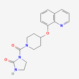 molecular formula C18H20N4O3 B2910701 1-(4-(Quinolin-8-yloxy)piperidine-1-carbonyl)imidazolidin-2-one CAS No. 2034316-76-0