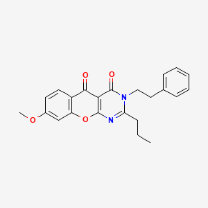molecular formula C23H22N2O4 B2910704 8-methoxy-3-phenethyl-2-propyl-3H-chromeno[2,3-d]pyrimidine-4,5-dione CAS No. 900269-23-0