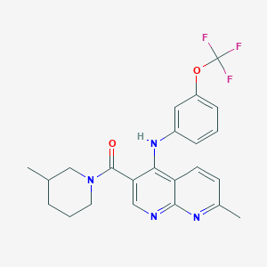 molecular formula C23H23F3N4O2 B2910713 (7-Methyl-4-((3-(trifluoromethoxy)phenyl)amino)-1,8-naphthyridin-3-yl)(3-methylpiperidin-1-yl)methanone CAS No. 1251544-63-4