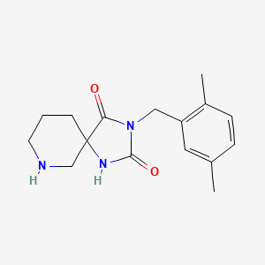molecular formula C16H21N3O2 B2910724 3-[(2,5-Dimethylphenyl)methyl]-1,3,9-triazaspiro[4.5]decane-2,4-dione CAS No. 1516577-96-0