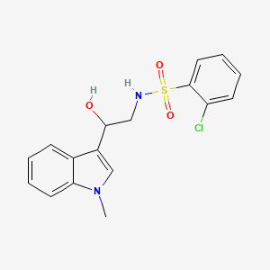 molecular formula C17H17ClN2O3S B2910726 2-chloro-N-(2-hydroxy-2-(1-methyl-1H-indol-3-yl)ethyl)benzenesulfonamide CAS No. 1448052-33-2