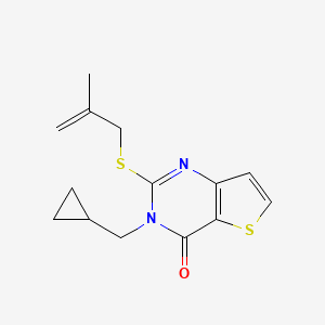 B2910730 3-(Cyclopropylmethyl)-2-(2-methylprop-2-enylsulfanyl)thieno[3,2-d]pyrimidin-4-one CAS No. 2379997-24-5