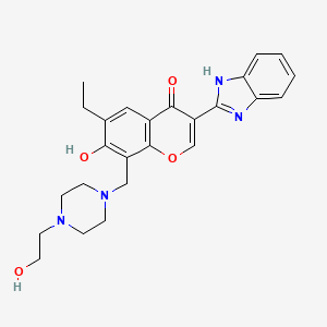 molecular formula C25H28N4O4 B2910735 3-(1H-benzo[d]imidazol-2-yl)-6-ethyl-7-hydroxy-8-((4-(2-hydroxyethyl)piperazin-1-yl)methyl)-4H-chromen-4-one CAS No. 637747-24-1