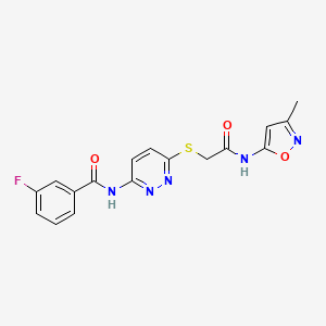 3-fluoro-N-(6-((2-((3-methylisoxazol-5-yl)amino)-2-oxoethyl)thio)pyridazin-3-yl)benzamide