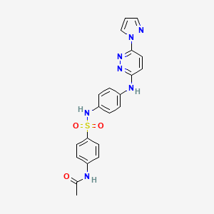 molecular formula C21H19N7O3S B2910747 N-(4-(N-(4-((6-(1H-pyrazol-1-yl)pyridazin-3-yl)amino)phenyl)sulfamoyl)phenyl)acetamide CAS No. 1014026-51-7