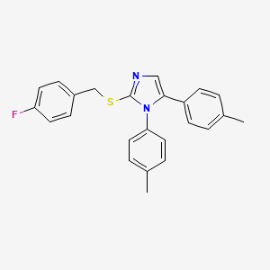 molecular formula C24H21FN2S B2910748 2-((4-fluorobenzyl)thio)-1,5-di-p-tolyl-1H-imidazole CAS No. 1207042-56-5