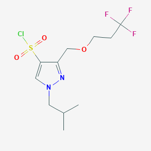 molecular formula C11H16ClF3N2O3S B2910765 1-isobutyl-3-[(3,3,3-trifluoropropoxy)methyl]-1H-pyrazole-4-sulfonyl chloride CAS No. 1856073-80-7