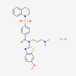 molecular formula C29H33ClN4O4S2 B2910775 4-((3,4-dihydroquinolin-1(2H)-yl)sulfonyl)-N-(3-(dimethylamino)propyl)-N-(6-methoxybenzo[d]thiazol-2-yl)benzamide hydrochloride CAS No. 1321877-29-5