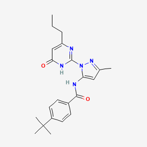 molecular formula C22H27N5O2 B2910788 4-(tert-butyl)-N-(3-methyl-1-(6-oxo-4-propyl-1,6-dihydropyrimidin-2-yl)-1H-pyrazol-5-yl)benzamide CAS No. 1004254-18-5