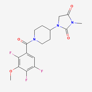 molecular formula C17H18F3N3O4 B2910798 3-Methyl-1-(1-(2,4,5-trifluoro-3-methoxybenzoyl)piperidin-4-yl)imidazolidine-2,4-dione CAS No. 2320684-43-1