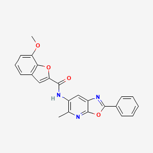 molecular formula C23H17N3O4 B2910799 7-methoxy-N-(5-methyl-2-phenyloxazolo[5,4-b]pyridin-6-yl)benzofuran-2-carboxamide CAS No. 2034376-28-6