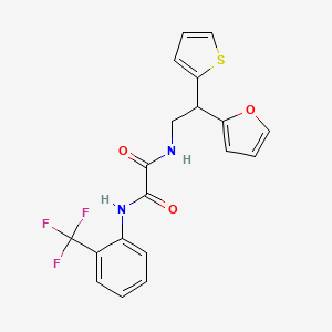 molecular formula C19H15F3N2O3S B2910807 N-[2-(furan-2-yl)-2-(thiophen-2-yl)ethyl]-N'-[2-(trifluoromethyl)phenyl]ethanediamide CAS No. 2097858-45-0