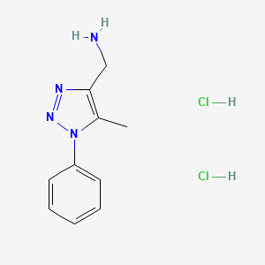 molecular formula C10H14Cl2N4 B2910809 (5-Methyl-1-phenyltriazol-4-yl)methanamine;dihydrochloride CAS No. 2470440-88-9