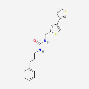 molecular formula C19H20N2OS2 B2910812 3-({[3,3'-Bithiophene]-5-yl}methyl)-1-(3-phenylpropyl)urea CAS No. 2380035-01-6