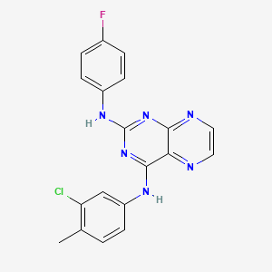 molecular formula C19H14ClFN6 B2910816 N4-(3-chloro-4-methylphenyl)-N2-(4-fluorophenyl)pteridine-2,4-diamine CAS No. 946298-57-3