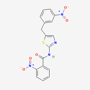 molecular formula C17H12N4O5S B2910821 2-nitro-N-(5-(3-nitrobenzyl)thiazol-2-yl)benzamide CAS No. 327078-02-4