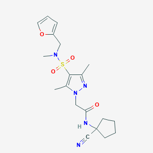 molecular formula C19H25N5O4S B2910829 N-(1-cyanocyclopentyl)-2-[4-[furan-2-ylmethyl(methyl)sulfamoyl]-3,5-dimethylpyrazol-1-yl]acetamide CAS No. 955866-71-4