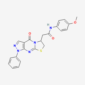 molecular formula C22H19N5O3S B2910834 N-(4-methoxyphenyl)-2-(4-oxo-1-phenyl-1,4,6,7-tetrahydropyrazolo[3,4-d]thiazolo[3,2-a]pyrimidin-6-yl)acetamide CAS No. 946255-82-9