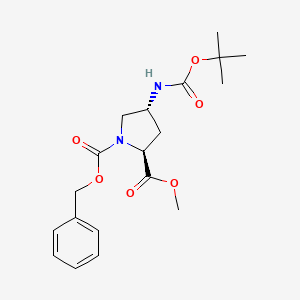 molecular formula C19H26N2O6 B2910840 (2S,4R)-1-Benzyl 2-methyl 4-((tert-butoxycarbonyl)amino)pyrrolidine-1,2-dicarboxylate CAS No. 189215-90-5