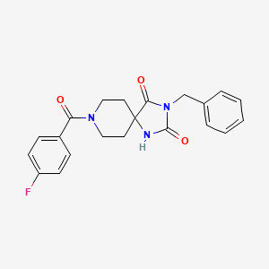 molecular formula C21H20FN3O3 B2910859 3-Benzyl-8-(4-fluorobenzoyl)-1,3,8-triazaspiro[4.5]decane-2,4-dione CAS No. 942006-41-9