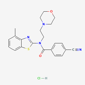 molecular formula C22H23ClN4O2S B2910860 4-cyano-N-(4-methylbenzo[d]thiazol-2-yl)-N-(2-morpholinoethyl)benzamide hydrochloride CAS No. 1215716-79-2