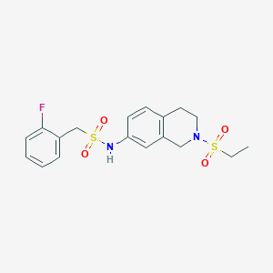 molecular formula C18H21FN2O4S2 B2910870 N-(2-(ethylsulfonyl)-1,2,3,4-tetrahydroisoquinolin-7-yl)-1-(2-fluorophenyl)methanesulfonamide CAS No. 954703-06-1