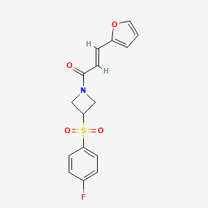 (E)-1-(3-((4-fluorophenyl)sulfonyl)azetidin-1-yl)-3-(furan-2-yl)prop-2-en-1-one